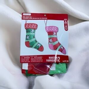 Felt Craft Kit Stocking Ornaments NEW Makes 12 Kids Activity Christmas Holiday